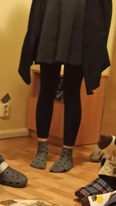Teen in Skirt, Tights and Socks Home Creepshots