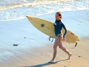 Candid surfer babes on the beach and in bikinis