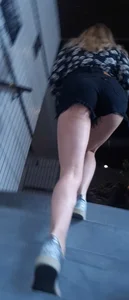 Walking Up the Stairs Creepshot - Hot Booty in Mini Shorts