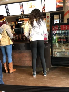 Fit butt in leggings in a cafe creepshots