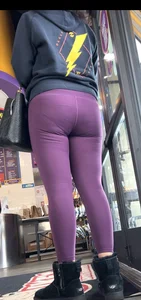 Nerdy Indian MILF purple leggings