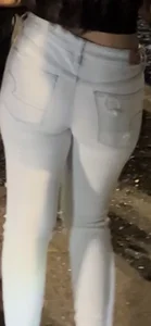 Hot Candid Butt And Legs in White Tight Jeans Street Creepshots