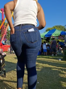 Big ass Ebony in tight jeans at carnival