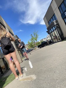Plump teen VPL biker shorts
