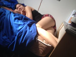 Very Sexy Legs in Shorts - Girl Lying on Mattress