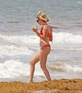 Ashley Tisdale in red bikini at a beach in Mexico