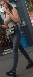 Various hot butts in tight jeans on the street and inside cafes, some teens too