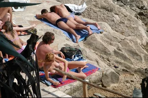 Nude girls on a beach in Hvar, Croatia