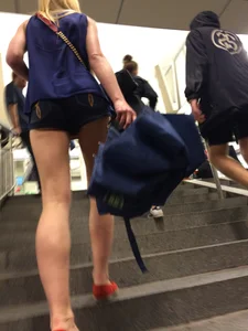 Hot Blonde with Long Skinny Legs Subway Creepshot