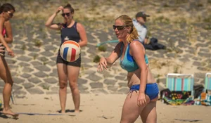 Beach volleyball babes in bikinis