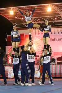 Bunch of athletic Thai cheerleaders at a competition