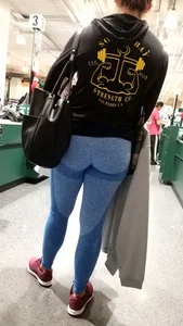 Milf with a nice ass in tight blue leggings at Dick's