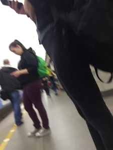 Cute Teen in Black Tight Jeans Subway Platform Candid