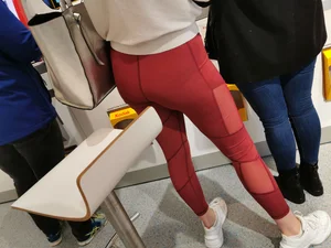 Nice ass in tight red leggings shopping