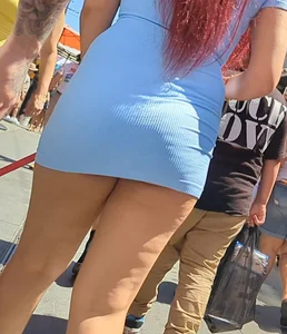 Sexy Redhead showing butt cheeks in dress (OC)