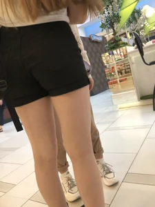 Nice Thin Legs and Flat Ass in Shorts Mall Candid Closeup