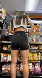 Fit brunette spinner in crop top and spandex shorts VTL