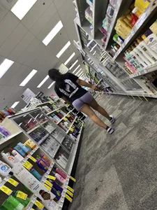 Little booty latina in gym shorts