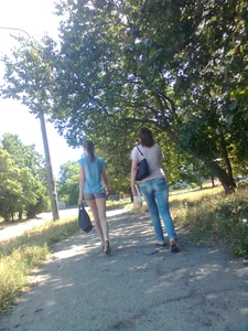 Street Sexy Candid Redhead Girl with Thin Hot Legs