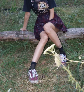 Young Girl with Skinny Legs in a Skirt Flash Panties in the Forest Hot Candid