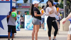 Big booty babe in grey spandex shorts with vtl