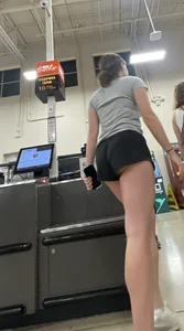 Blonde booty peeking out of shorts😼