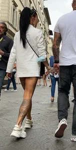 Raven-Haired TATTOOED Babe - Hot Legs and Confidence