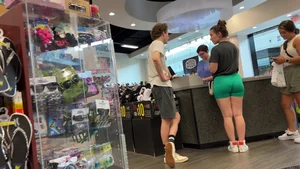 Brunette in green bikers (NON OC)