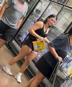 Cute college girl at Walmart in tight lulu shorts