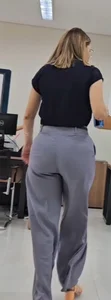 Blonde with hot ass in wide pants