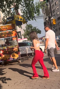 Fat A$$ Latina in red leggings with bf