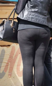 Red haired girl with a thick booty in tight leggings