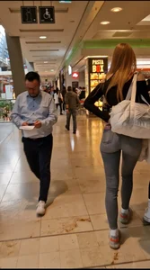 German girl caught me  jeans ass gap + Faceshot