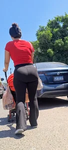 Big ass latina milf in black leggings red top VTL? [oc]