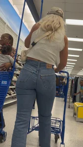 Blonde in jeans with beautifully shaped Ass!