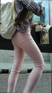 Pink jeans blonde in Downtown