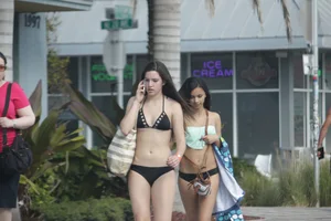 Sexy Florida beach bikini girls, some topless