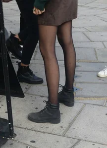 Slim Legs in Black Pantyhose, Candid Street Creepshot
