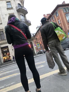 Sexy street candid girl in leggings
