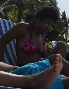 Black friends at the pool in bikinis