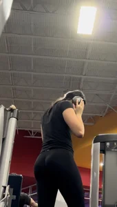 Black tight leggings with thong slightly showing (face pics included)