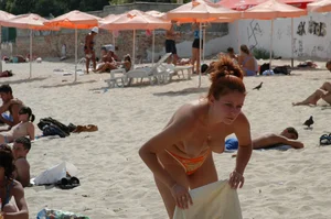 Verna topless beach girls out in the sun