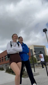 Beautiful Blonde PAWG  In Brown bike shorts walking to class (Not OC)