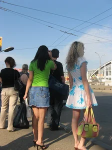 Cute Girl Creepshot - Waiting for a Bus