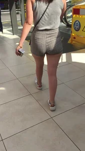Teen in tight shorts but too much asscheeks