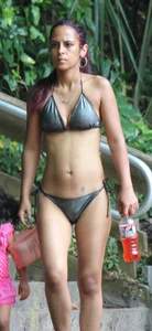 Sexy brunette milf in a bikini with a great body, nice ass and some camel toe