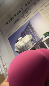 Super hot bubble butt in pink biker shorts bending over