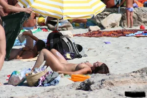 Bunch of sexy ladies on a nude beach