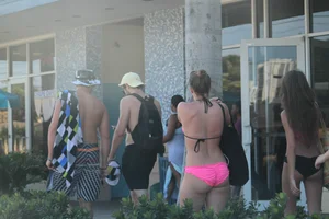 Sexy Florida beach bikini girls, some topless