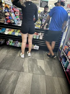 Sexy White Girl Showing VPL + Nice Ass (GasStation)